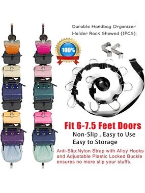 Adjustable Black Webbing Utility Door Purse Hanger